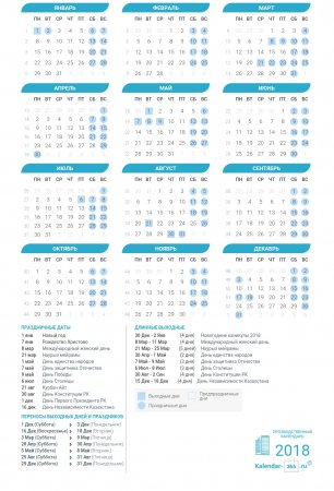Производственный календарь Казахстана на 2018 год