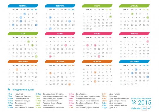Календарь на Ноябрь 2015 года