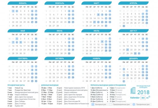 Производственный календарь Казахстана на 2018 год