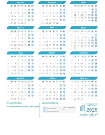 Производственный календарь Казахстана на 2025 год